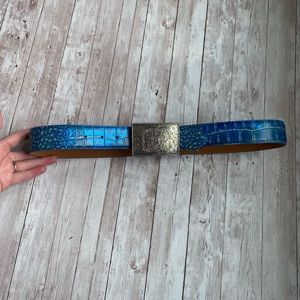 Bad girl country blue iridescent belt silver buckle size large